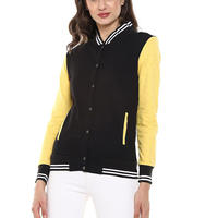 Blouson universitaire homme personnalisé à col montant, patchwork, manches jaunes, boutons apparents, coupe ajustée, respirant, hiver