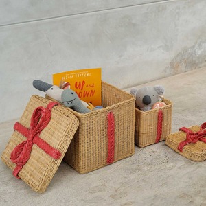 Combo rattan <b>christmas</b> gift box high quality woven storage <b>boxes</b> holiday accessories for sale - Product Image 2