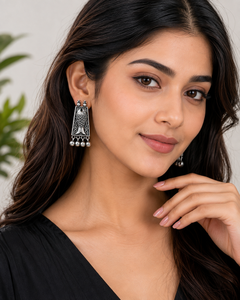 Boucles d'oreilles clous en argent antique style bohème ethnique, serti clos, très demandées, cadeau d'anniversaire pour femme, vente en gros ARTS JEWELS OZ-34 - Product Image 4