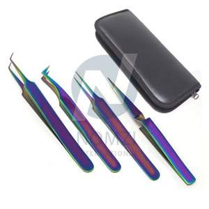 Pince à épiler professionnelle en acier inoxydable doré à pointe incurvée pour extensions de cils volume haute précision, outils de maquillage - Product Image 6