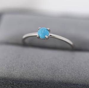 แหวนหินเทอร์ควอยซ์สีน้ำเงินธรรมชาติแท้ ชุบโรเดียม เงินแท้ 925 ของขวัญวันครบรอบแต่งงานสุดหรู หินประจำเดือนธันวาคม - Product Image 1