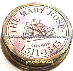 Brújula de Bolsillo Náutica CH de Latón Antiguo con Grabado - Hermoso Regalo Artesanal de Metal, Artículo Coleccionable Mary Rose London - Product Image 6