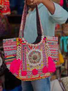 Handcrafted Banjara <b>Patchwork</b> Mini <b>Bag</b> for Ladies Vintage Fashion Cotton Zipper Detachable Sling Design Embroidery Crossbody - Product Image 3