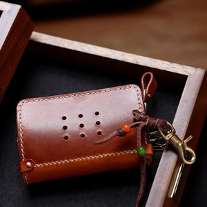 Handmade leather key chain case with reinforced stitching and premium quality finish leather key ring <b>wallet</b> key case <b>wallet</b> - Product Image 3