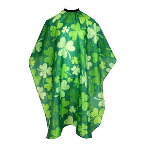Capa de Peluquería con Patrón de Trébol Verde, Poliéster Resistente al Agua, Capa de Corte de Pelo para Salón de Belleza, Cierre Ajustable con Broches, Reutilizable - Product Image 1