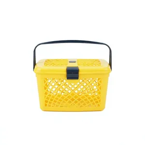 NDURO SS4901 Colorful <b>Plastic</b> Storage <b>Baskets</b> Handles Rectangle Shape Multi-Purpose Neatening Container for Picnic Beack Packing - Product Image 3