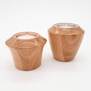 Natural Solid Wood Tea Light Holder Modern Geometric Candle Stand for Living Room and Dining <b>Table</b> <b>Decor</b> - Product Image 1
