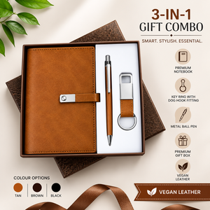 Custom A5 PU Leather Notebook Gift Set with Pen and <b>Key</b> <b>Ring</b> Business Gift Box Promotional Office Giveaway - Product Image 1