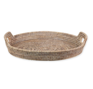 Plateau de service et de rangement en rotin tressé artisanal pour thé, café, collations, petit-déjeuner, plateau décoratif en canne pour table à café et à dîner - Product Image 3