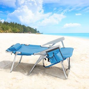 63*70*99cm High Beach Chair Blue 100kg Bearing Capacity Silver White Aluminum Tube Made Oxford Cloth Targeted for Beach Users - Product Image 4