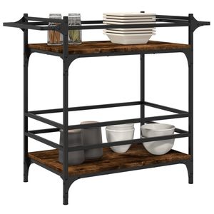 Chariot de cuisine en bois d'ingénierie en chêne fumé 32,3''x15,7''x30,9'' 30,9''x15,7''x32,3'' Îlots et chariots de cuisine - Product Image 6