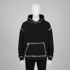 Sudadera con Capucha Raglán Negra y Blanca para Hombre, Sudadera con Capucha Personalizada con Logotipo, Sudadera Informal con Bloques de Color, Sudadera Urbana - Product Image 3