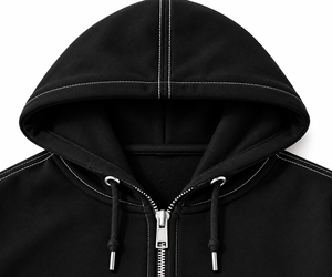 Men's Black <b>Zip</b>-Up <b>Hoodie</b> Casual Cotton French Terry Hooded Sweatshirt Regular Fit Solid Color <b>Pocket</b> Design Autumn Wear - Product Image 3