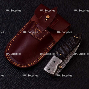 Cuchillo de bolsillo plegable EDC de grado industrial, hecho a mano, de acero de Damasco, con bloqueo de liner, para caza al aire libre, marca UA Supplies. - Product Image 4