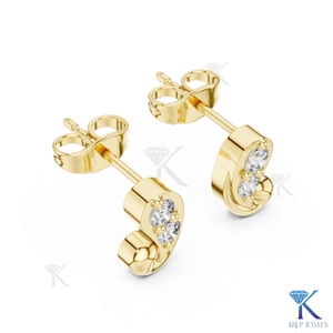 Lab Grown Diamond Abstract Swirl <b>Stud</b> Earrings 14K 18K Solid Gold 2 Stone Paisley Fine Women Jewelry Modern Anniversary Gift - Product Image 6