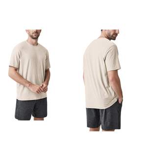 Camiseta Personalizada para Hombre, Cuello Redondo, Manga Corta, Algodón Beige Arena, Casual, Transpirable, Suave, Ligera, para Uso Diario de Verano - Product Image 1