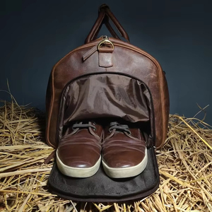 Handcrafted Leather Gym & Travel Bag Large Capacity Weekend Bag with <b>Adjustable</b> <b>Strap</b> Wholesale Supplier Quick Shipping - Product Image 3