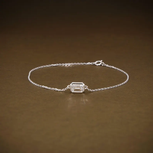 Bracelet minimaliste serti de diamants de laboratoire, 1 carat, taille émeraude, couleur D, VVS2, certifié IGI, diamant de laboratoire, bracelet réglable - Product Image 2