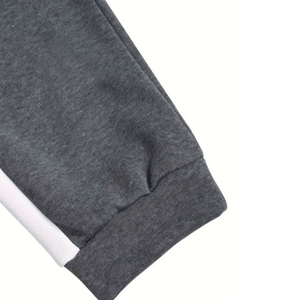 Ensemble de survêtement pour homme avec capuche et blocs de couleur, sweat-shirt à fermeture éclair intégrale et pantalon de jogging, vêtements de sport décontractés pour l'automne - Product Image 2