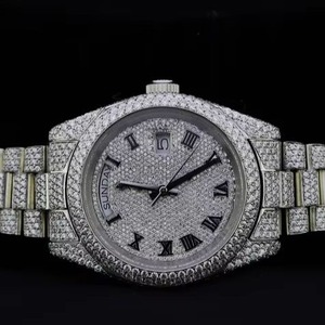 Solid 925 <b>Sterling</b> <b>Silver</b> <b>Watch</b> Fully Iced Out <b>Watch</b> Bust Down Hip Hop Diamond <b>Watch</b> For Men's Fashion - Product Image 4