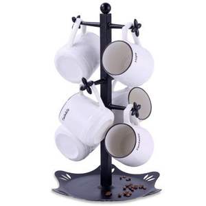 Soporte de hierro robusto para tazas con base de encimera, ideal para secar y almacenar tazas estilo cafetería con base estable. - Product Image 1