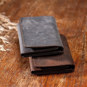 Personalized Vintage Style Tri-fold RFID <b>Leather</b> <b>Wallet</b> <b>Small</b> Man Gift With Him Open Closure Triple Folded-TDW-0043B - Product Image 1