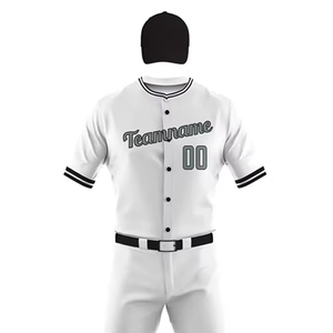 Ensemble d'uniformes de baseball personnalisés en polyester respirant, sublimation sur mesure, marque OEM, maillot blanc pour homme, pantalon blanc, vêtements d'équipe - Product Image 4