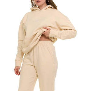 Conjunto Deportivo Casual de 2 Piezas para Mujer, Personalizable, de Cintura Alta, Tejido de Felpa Francesa, con Capucha, Antipelusas, Resistente al Viento - Product Image 4