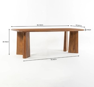 Ensemble de salle à manger en bois de style mid-century modern, 6 pièces, chaises à dossier rembourré, table rectangulaire, meubles pour la maison - Product Image 5