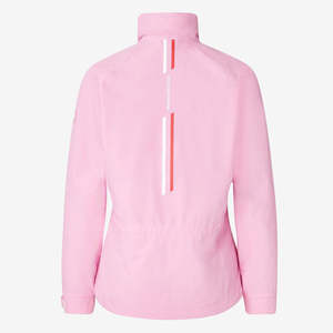 เสื้อแจ็คเก็ตสปอร์ตกันลมสีชมพูพร้อมปกตั้ง แขนยาว ทรงปกติ เสื้อแจ๊กเก็ตผู้หญิง ดีไซน์สีพื้น - Product Image 1
