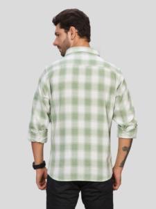 Chemise décontractée à carreaux verts pour homme, manches longues, col boutonné, 100% coton popeline, respirante, anti-UV, pour l'hiver - Product Image 4