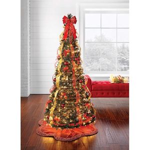 Albero di Natale Pop-Up Pre-Illuminato da 1,8 m Completamente Decorato con 350 Luci Calde, Facile da Montare, Supporto Pieghevole Argento Incluso - Product Image 5