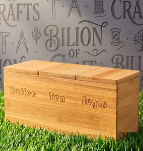 Boîte de rangement en bois de manguier pour café, thé et sucre, conteneur en bois sectionné, organiseur de comptoir gravé au laser, boîte cadeau - Product Image 3