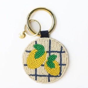 Export Quality Fabric Beaded Shrimp Keychain Embroidered Seafood <b>Bag</b> <b>Charm</b> Crystal Sequin Work Adjustable Key Holders Accessory - Product Image 4