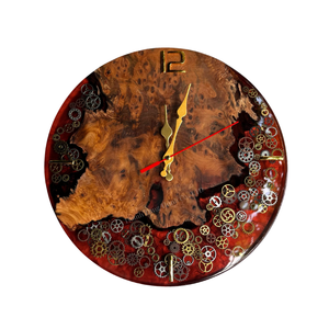 Reloj de Pared Rústico de Madera con Incrustaciones de Resina y Números Romanos, Diseño Redondo Hecho a Mano para Decoración de Sala de Estar - Product Image 5