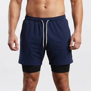 New Running <b>Shorts</b> <b>Men</b> 2 In 1 Double-Layer Quick Dry Gym Fitness <b>Shorts</b> With <b>Compression</b> Inner Mid Waist Sport <b>Shorts</b> - Product Image 1