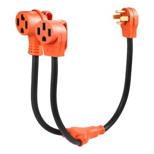 Adattatore sdoppiatore a Y da 30 Amp con impugnatura, NEMA 14-30P 14-30R/14-50R, 4 poli, 240 Volt, per asciugatrice e caricatore EV - Product Image 1