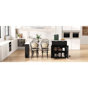 Isola da Cucina Scanalata K K da 209,8 cm con Tavolo da Pranzo Estensibile per 4-6 Persone, Presa di Corrente Inclusa - Carrelli e Accessori da Cucina - Product Image 6