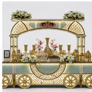 Mostrador de Buffet de Acero Inoxidable Dorado de Lujo para Catering |   Exhibidores para Servir Comida en Bodas y Banquetes de Hotel |   Entrega Rápida - Product Image 5