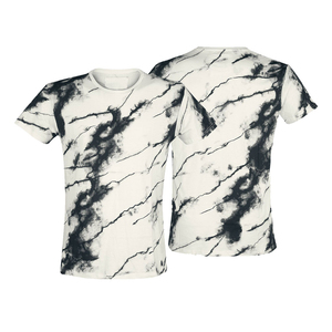 เสื้อยืดคอกลมแขนสั้นผู้ชาย ลายไท-ได ทรงปกติ สวมใส่สบาย ผ้าถักพิมพ์ลาย สีขาวดำ - Product Image 1