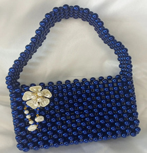 Recién llegado, superventas, bolso de mano elegante, monedero de cuentas azules, bolso de noche de fiesta de lujo para mujer, bolsos de perlas - Product Image 1