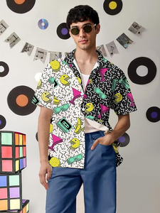 Tenue des années 80 et 90 pour hommes, chemise hawaïenne à manches courtes boutonnée, chemises de plage vintage rétro amusantes - Product Image 5