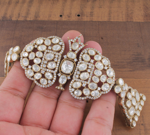 Wholesale Traditional Polki Bracelet 925 Sterling <b>Silver</b> Gold Plated Kundan Style <b>Choker</b> Manufacturer Luxury Bridal Jewelry - Product Image 1