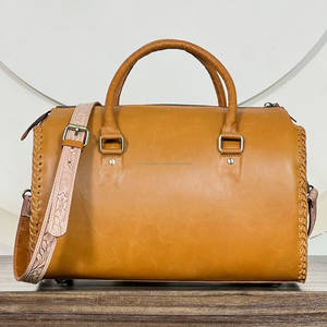 Ensemble de bagages 3 pièces en cuir véritable floral fait main 2026, sac de voyage vintage et sac bandoulière assorti pour femme - Product Image 5