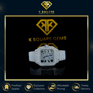 Exportateur indien vendant un bracelet de luxe en acier inoxydable VVS avec mouvement automatique carré, quartz, résistant à l'eau, diamant moissanite, 41 mm - Product Image 3