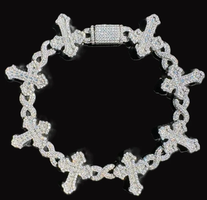Luxury 925 Silver VVS Moissanite Diamond Cross <b>Bracelet</b> Micro pave Christian Religious Unisex Wear <b>Bracelet</b> - Product Image 1