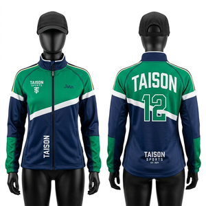 Veste d'entraînement de rugby pour femmes, 240 GSM, polyester interlock premium, vert marine, panneaux blancs, impression par sublimation personnalisée, logo. - Product Image 1