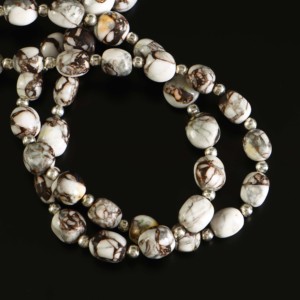 Cuentas de turquesa Mohave de cobre, pepitas de turquesa de 6x8 y 8x10 mm, cuentas de turquesa lisa, cuentas de turquesa blanca para la fabricación de joyas, 8 pulgadas - Product Image 4
