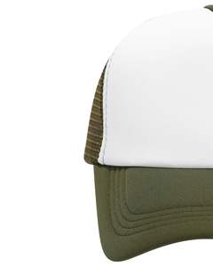 Gorra trucker personalizada verde oliva y blanca con malla trasera, cierre ajustable, transpirable, frente de espuma de poliéster, logotipo personalizado, gorra de béisbol. - Product Image 2