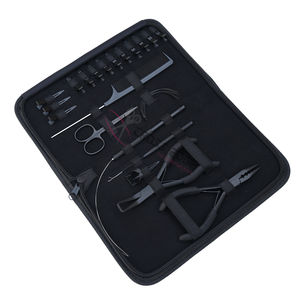 Juego de herramientas para extensiones de cabello negro para uso en salón con removedor de microperlas, alicates, herramienta de crimpado, gancho de tracción, agujas de lazo de alambre y peine de cola - Product Image 1